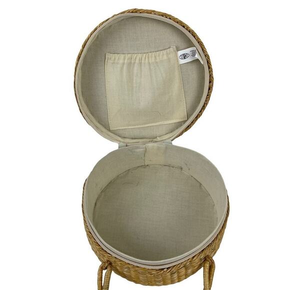 Romar Corp 90's Coastal Round Woven Rattan Clutch Purse Straw Handbag Neutral - Picture 10 of 16